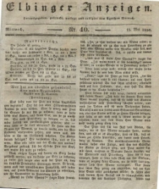 Elbinger Anzeigen, Nr. 40. Mittwoch, 18. Mai 1836