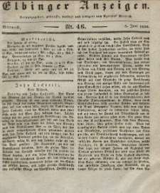 Elbinger Anzeigen, Nr. 46. Mittwoch, 8. Juni 1836