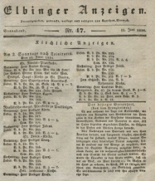 Elbinger Anzeigen, Nr. 47. Sonnabend, 11. Juni 1836