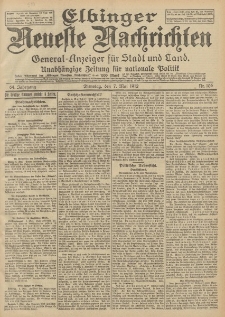 Elbinger Neueste Nachrichten, Nr. 106 Dienstag 7 Mai 1912 64. Jahrgang