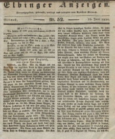 Elbinger Anzeigen, Nr. 52. Mittwoch, 29. Juni 1836