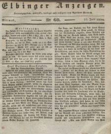 Elbinger Anzeigen, Nr. 60. Mittwoch, 27. Juli 1836
