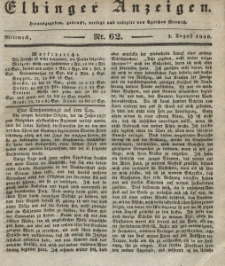 Elbinger Anzeigen, Nr. 62. Mittwoch, 3. August 1836