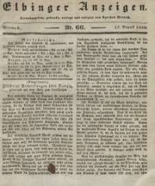 Elbinger Anzeigen, Nr. 66. Mittwoch, 17. August 1836