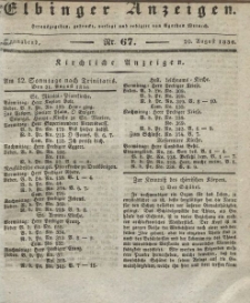 Elbinger Anzeigen, Nr. 67. Sonnabend, 20. August 1836