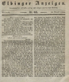 Elbinger Anzeigen, Nr. 68. Mittwoch, 24. August 1836