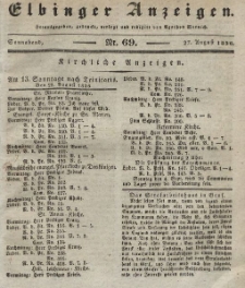 Elbinger Anzeigen, Nr. 69. Sonnabend, 27. August 1836
