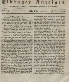 Elbinger Anzeigen, Nr. 70. Mittwoch, 31. August 1836