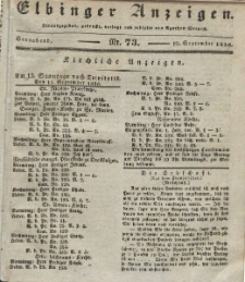 Elbinger Anzeigen, Nr. 73. Sonnabend, 10. September 1836