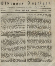Elbinger Anzeigen, Nr. 80. Mittwoch, 5. Oktober 1836