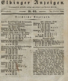 Elbinger Anzeigen, Nr. 83. Sonnabend, 15. Oktober 1836