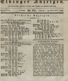 Elbinger Anzeigen, Nr. 91. Sonnabend, 12. November 1836