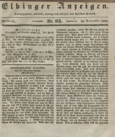 Elbinger Anzeigen, Nr. 92. Mittwoch, 16. November 1836