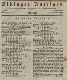 Elbinger Anzeigen, Nr. 93. Sonnabend, 19. November 1836