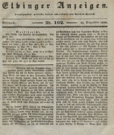 Elbinger Anzeigen, Nr. 102. Mittwoch, 21. Dezember 1836