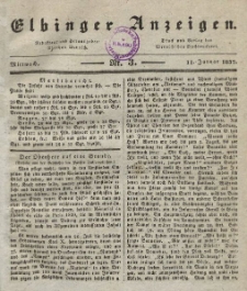 Elbinger Anzeigen, Nr. 3. Mittwoch, 11. Januar 1837