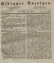 Elbinger Anzeigen, Nr. 5. Mittwoch, 18. Januar 1837