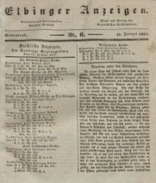 Elbinger Anzeigen, Nr. 6. Sonnabend, 21. Januar 1837