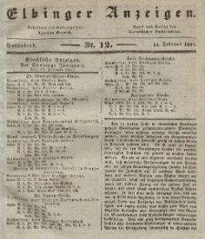 Elbinger Anzeigen, Nr. 12. Sonnabend, 11. Februar 1837