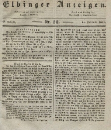 Elbinger Anzeigen, Nr. 13. Mittwoch, 15. Februar 1837