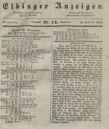 Elbinger Anzeigen, Nr. 14. Sonnabend, 18. Februar 1837