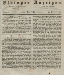 Elbinger Anzeigen, Nr. 15. Mittwoch, 22. Februar 1837
