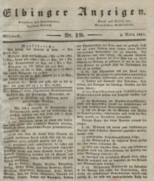 Elbinger Anzeigen, Nr. 19. Mittwoch, 8. März 1837