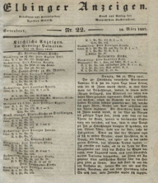 Elbinger Anzeigen, Nr. 22. Sonnabend, 18. März 1837