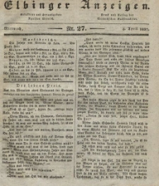Elbinger Anzeigen, Nr. 27. Mittwoch, 5. April 1837