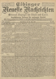 Elbinger Neueste Nachrichten, Nr. 115 Sonnabend 18 Mai 1912 64. Jahrgang