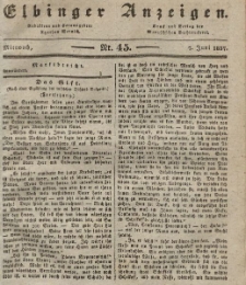 Elbinger Anzeigen, Nr. 45. Mittwoch, 7. Juni 1837