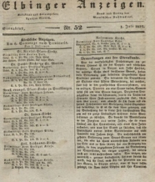 Elbinger Anzeigen, Nr. 52. Sonnabend, 1. Juli 1837
