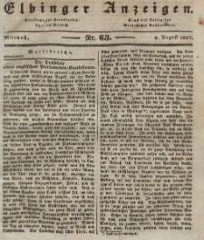 Elbinger Anzeigen, Nr. 63. Mittwoch, 9. August 1837