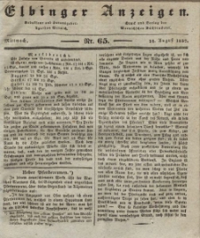 Elbinger Anzeigen, Nr. 65. Mittwoch, 16. August 1837