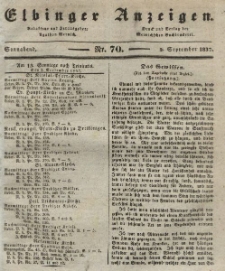 Elbinger Anzeigen, Nr. 70. Sonnabend, 2. September 1837