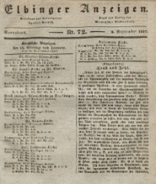 Elbinger Anzeigen, Nr. 72. Sonnabend, 9. September 1837