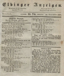 Elbinger Anzeigen, Nr. 74. Sonnabend, 16. September 1837