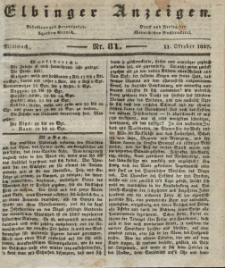 Elbinger Anzeigen, Nr. 81. Mittwoch, 11. Oktober 1837