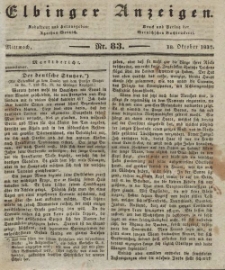 Elbinger Anzeigen, Nr. 83. Mittwoch, 18. Oktober 1837