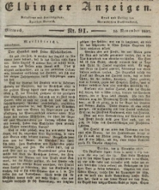 Elbinger Anzeigen, Nr. 91. Mittwoch, 15. November 1837
