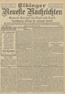 Elbinger Neueste Nachrichten, Nr. 120 Freitag 24 Mai 1912 64. Jahrgang