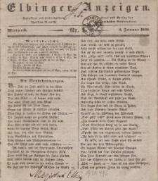 Elbinger Anzeigen, Nr. 1. Mittwoch, 3. Januar 1838