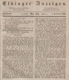 Elbinger Anzeigen, Nr. 11. Mittwoch, 7. Februar 1838