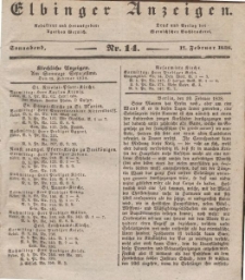 Elbinger Anzeigen, Nr. 14. Sonnabend, 17. Februar 1838