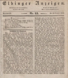 Elbinger Anzeigen, Nr. 15. Mittwoch, 21. Februar 1838