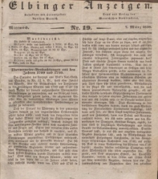 Elbinger Anzeigen, Nr. 19. Mittwoch, 7. März 1838