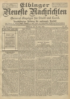 Elbinger Neueste Nachrichten, Nr. 123 Mittwoch 29 Mai 1912 64. Jahrgang