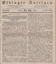 Elbinger Anzeigen, Nr. 23. Mittwoch, 21. März 1838