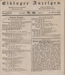 Elbinger Anzeigen, Nr. 26. Sonnabend, 31. März 1838