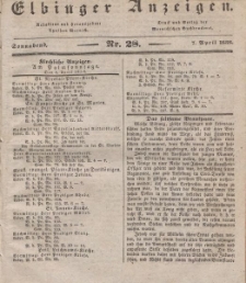 Elbinger Anzeigen, Nr. 28. Sonnabend, 7. April 1838